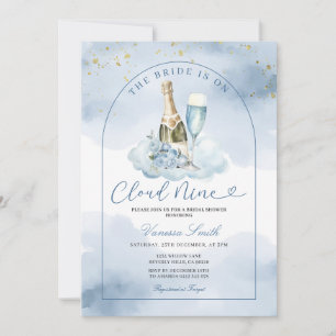 Blue Wine The Bride is Cloud Nine Bridal Shower Invitation