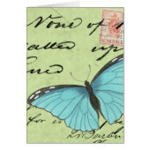 Blue-Winged Butterfly on Teal Postcard (Front)