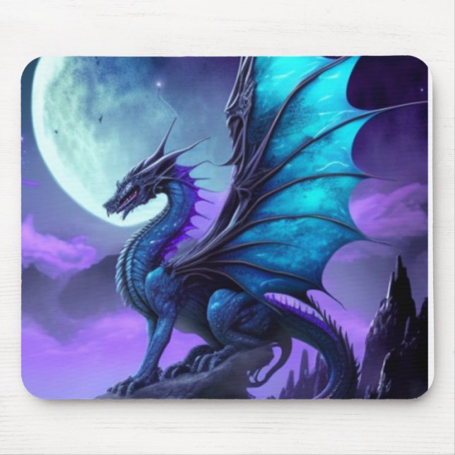 Blue Winged Dragon Mouse Pad (Front)