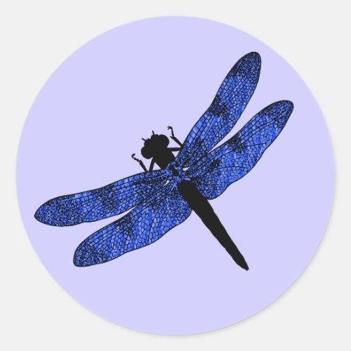 Blue Winged Dragonfly Classic Round Sticker