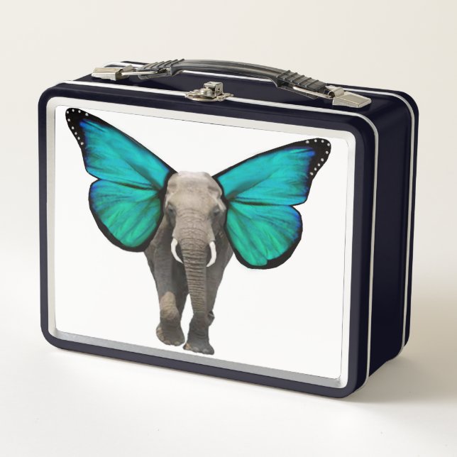 Blue Winged Elephant Lunch Box (Front)