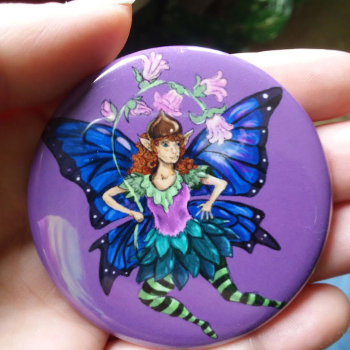 Blue Winged Pixie Button by Shadowind_ErinCooper at Zazzle