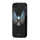 Blue Winged Skull iPhone 4 Case (Back Left)