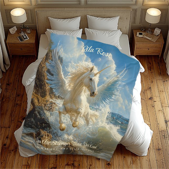 Blue Winged Unicorn Fantasy Nautical Fantasy Horse Fleece Blanket (Creator Uploaded)