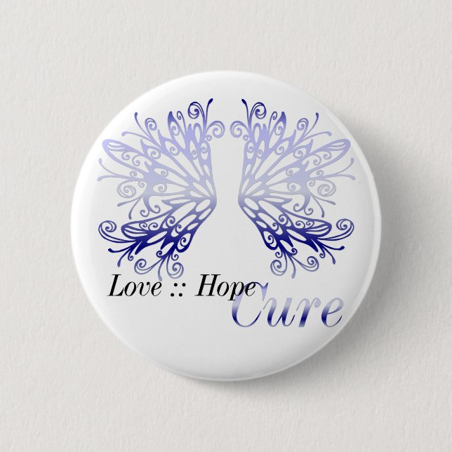 Blue Wings : Love Hope Cure Rheumatoid Arthritis Pinback Button (Front)