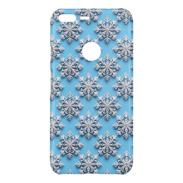 Blue Winter Aesthetic Snowflake Pattern Uncommon Google Pixel XL Case (Back)