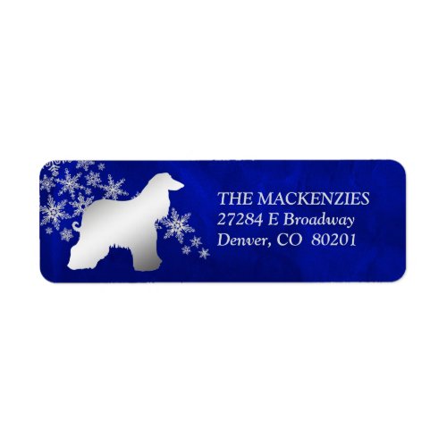 Blue Winter Afghan Hound Return Address Label