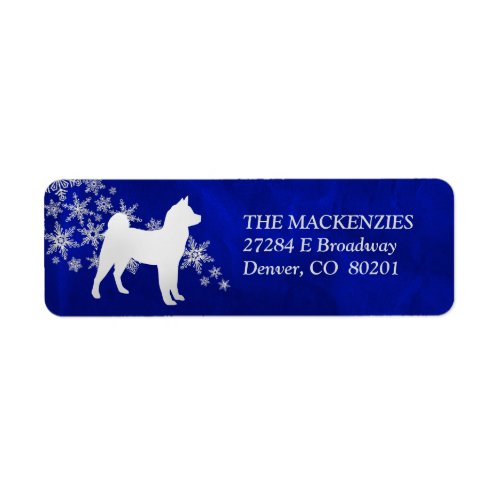 Blue Winter Akita Return Address Label