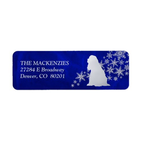 Blue Winter American Cocker Spaniel Return Address Label