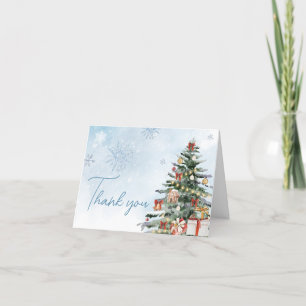 Blue Winter Baby It's Cold Outside Baby Shower Letterpress Thank You Card