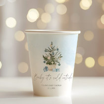 Blue winter baby its cold outside baby shower paper cups