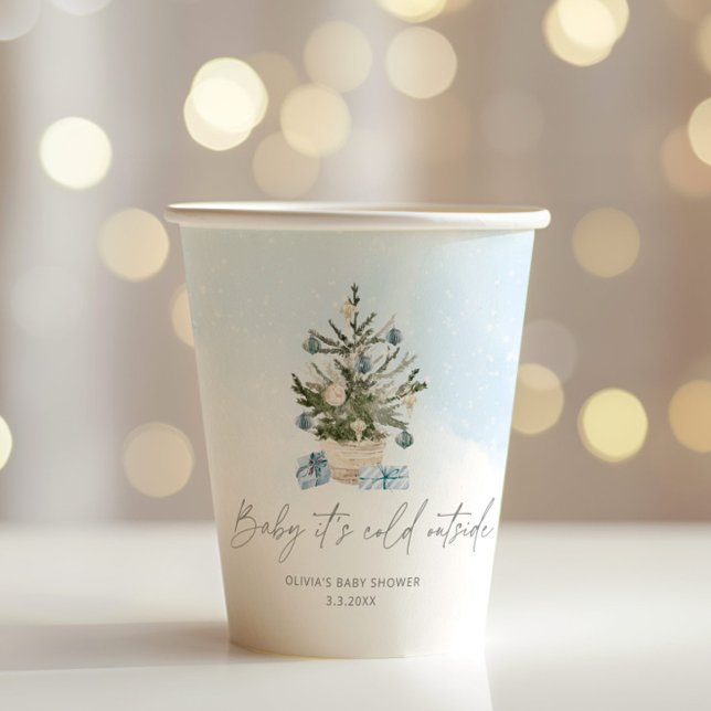 Blue winter baby its cold outside baby shower paper cups (Creator Uploaded)