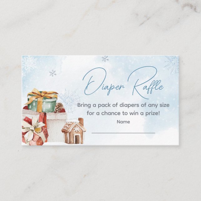 Blue Winter Baby It's Cold Outside Diaper Raffle Enclosure Card (Front)