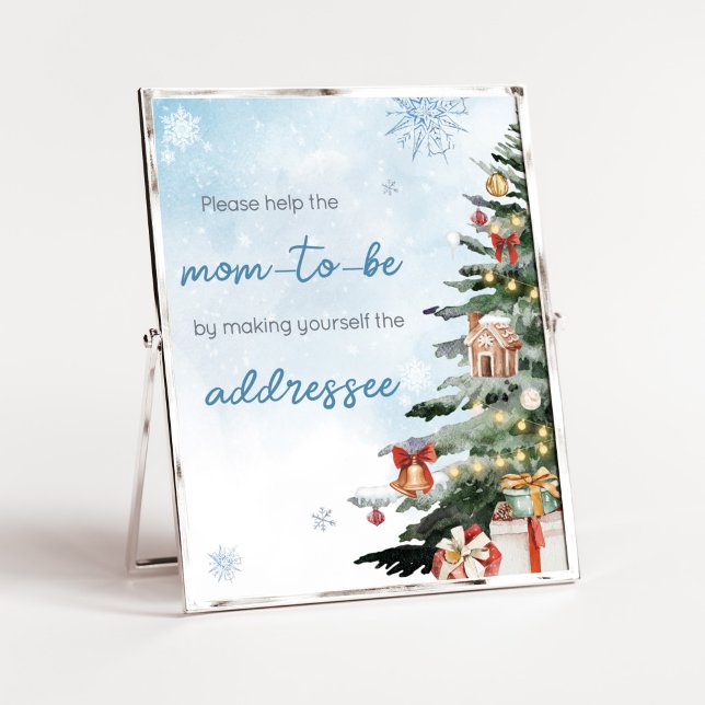 Blue Winter Baby Its Cold Outside Envelope Station Poster (Baby It's Cold Outside Baby Shower Envelope Station Sign)