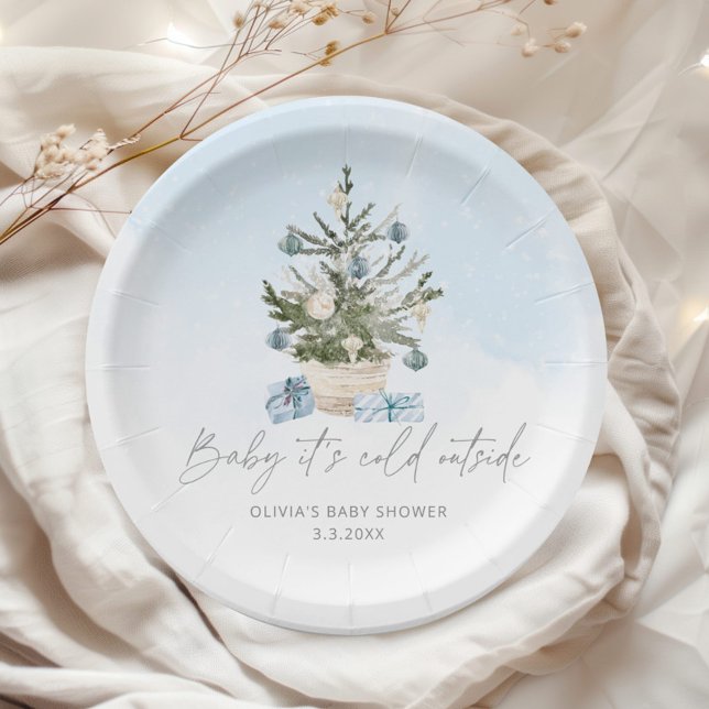 Blue winter baby its cold outside paper plates (Creator Uploaded)