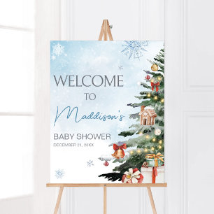 Blue Winter Baby It's Cold Outside Welcome Poster
