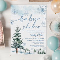 Blue Winter Baby Shower Invitation