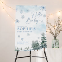 Blue winter baby shower welcome sign