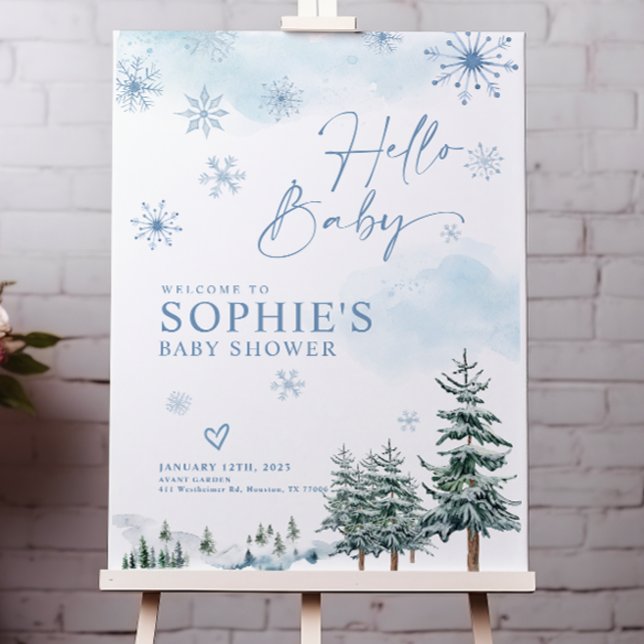 Blue winter baby shower welcome sign (Creator Uploaded)