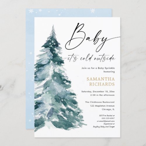 Blue Winter baby sprinkle its cold outside shower Invitation