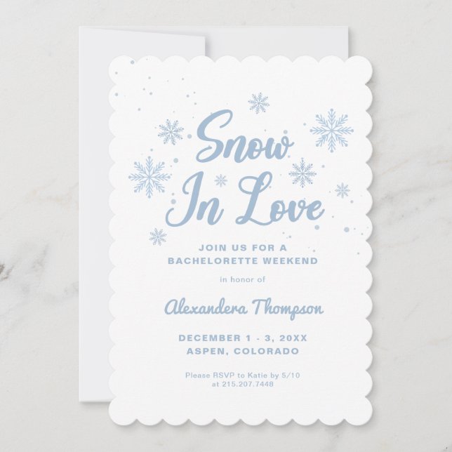 Blue Winter Bachelorette Party Invitation (Front)