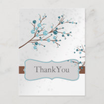 Blue Winter Berries,  Winter Wedding Stationery Postcard