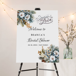 Blue Winter Boho Floral welcome Bridal shower sign