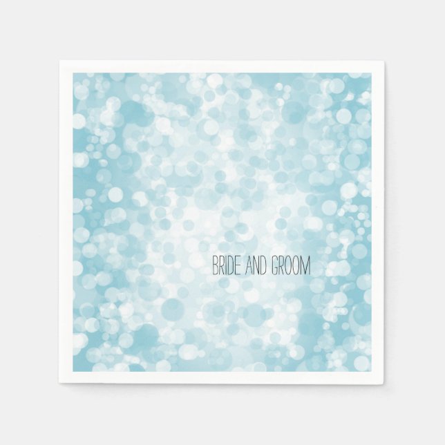 Blue Winter Bokeh Paper Napkins (Front)