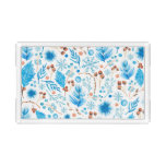 Blue Winter Botanical Pattern in Watercolor Acrylic Tray