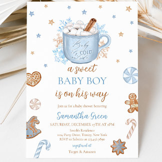 Blue Winter Boy Baby Shower Invitation
