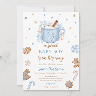 Blue Winter Boy Baby Shower Invitation