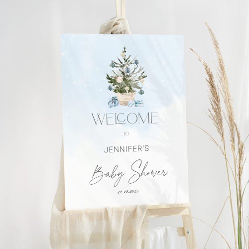 Blue winter boy baby shower welcome foam board