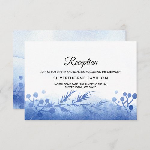 Blue Winter Branches Wedding Reception Cards