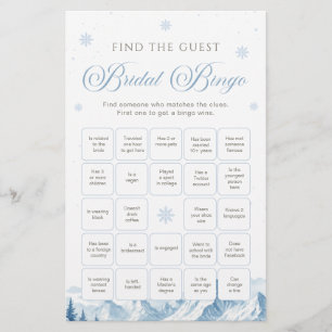 Blue Winter Bridal Shower Bingo Game