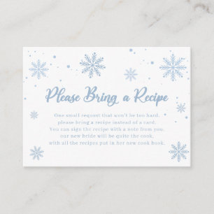 Blue Winter Bridal Shower Recipe Request Enclosure Card