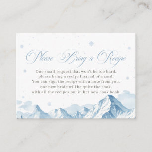 Blue Winter Bridal Shower Recipe Request Enclosure Card