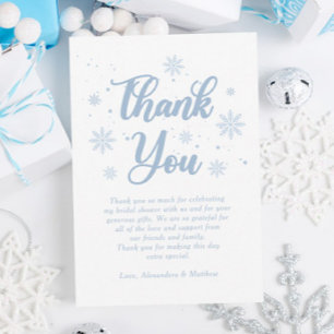 Blue Winter Bridal Shower Thank You Card