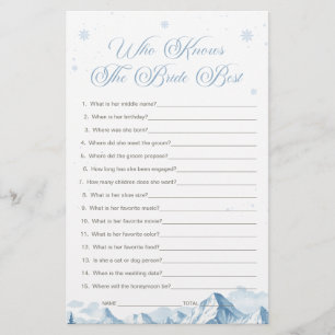 Blue Winter Bridal Shower Who Knows the Bride Best