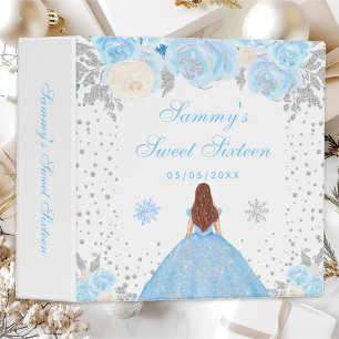 Blue Winter Brown Hair Princess Sweet Sixteen 3 Ring Binder