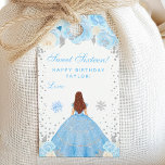 Blue Winter Brown Hair Princess Sweet Sixteen Gift Tags<br><div class="desc">This elegant and glamorous gift tag can be personalized with a name or title such as daughter, granddaughter, niece, friend etc. The design features a beautiful princess with brown hair and fair skin in a blue ball gown. The text combines handwritten script and modern sans serif fonts for a classy...</div>