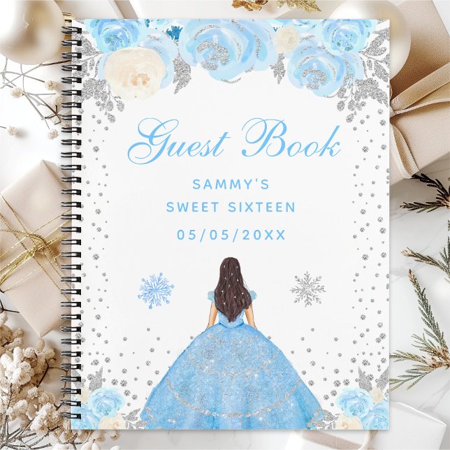 Blue Winter Brunette Hair Princess Sweet Sixteen Notebook (Creator Uploaded)