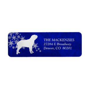 Blue Winter Bull Mastiff Return Address Label