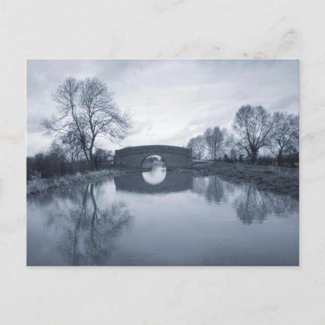 Blue winter canal landscape postcard (Front)