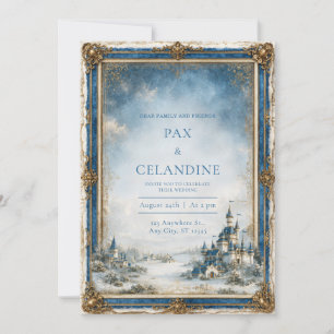 Blue Winter Castle Wedding Invitation