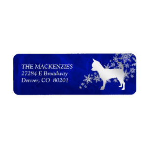 Blue Winter Chihuahua Dog Return Address Label