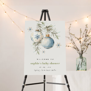 Blue Winter Chirstmas Boy Baby Shower Welcome Foam Board