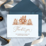 Blue Winter Christmas Baby Shower Thank You Card<br><div class="desc">This item with a gingerbread house theme and a creates a charming and cozy winter wonderland scene. The item features a delightful,  whimsical village of gingerbread houses dusted with “snow” icing,  surrounded by delicate snowflakes. The color palette is soft and inviting,  using neutral winter tones. Matching items available.</div>