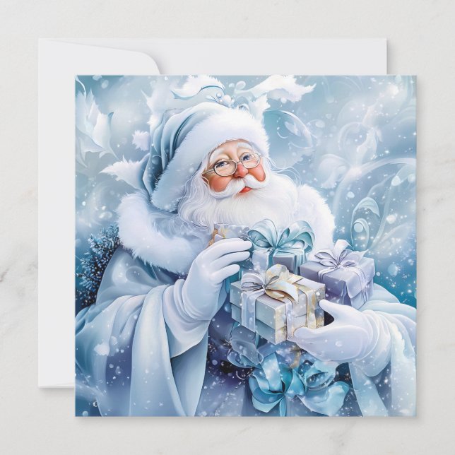 Blue Winter Christmas Greeting Card (Front)