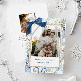 Blue Winter Christmas, Large Photo Holiday Card
