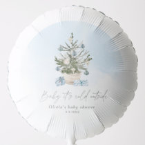 Blue winter Christmas tree baby shower Balloon